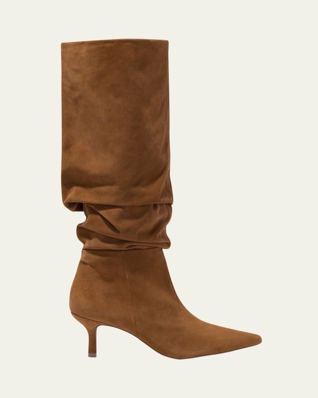 Jordi Suede Kitten-Heel Boots